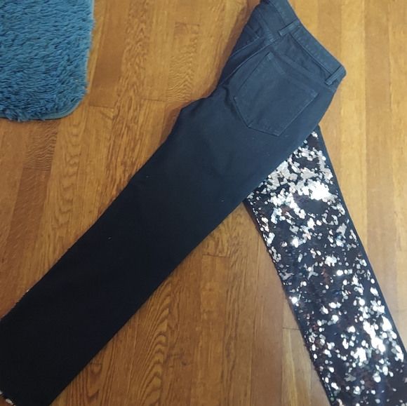 NWOT Juicy Couture 2-Tone Luxe Denim High Waisted Sparkly Sequin Jeans - Picture 12 of 14